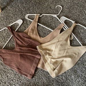 three cropped tops